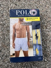 Men's Polo Ralph Lauren 3 Pack Woven Boxers Classic Fit Size Large -Strip Blue picture
