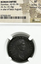 Domitian AD 81-96 AE As NGC XF 5/5 2/5 Altar of Salus August picture