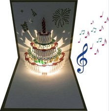 3D Pop Up Birthday Card with LED Light & Music – Happy Birthday Cake Design picture