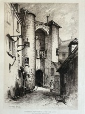 KRIEGER etching eau forte etching Passage Chenizelles à Laon Aisne Architecture picture