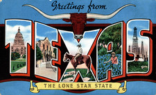 c. 1940s Greetings from Texas Large-Letter Linen PC Dallas Post Card Co., Unused picture