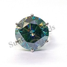 Sterling Silver 8.8 Ct Blue Lab Grown Round Cut Solitaire Ring - Lustrous picture