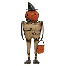 NEW Primitive PUMPKIN MAN JACK O LANTERN PAULY RECYCLED METAL HALLOWEEN 10.5