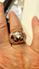 Vintage Bombe Star Dome Ring. SS with pink gold overlay, size 7, preowned. picture
