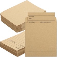 200Pcs Vintage Library Pockets and Cards, Brown Library Check out Cards Library picture