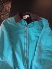 Carhartt Men's Aqua Teal Santa Fe Vintage 80s Jacket With Stud Snaps Rare  picture