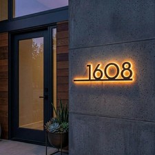 Custom LED House Number Sign, Modern Illuminated Address Plaque picture
