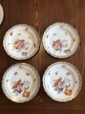 Antique R.C. Rosenthal China Dresden Germany Floral  6 5/8” Plates Set Of 4 picture