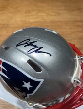 CHRISTIAN GONZALEZ Signed New England Patriots Mini Helmet BECKETT BAS Witness picture