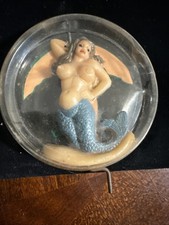 RARE VTG MERMA Mermaid Blue Tail and Brown Hair Rubber Gyrating Hand Turn Crank picture