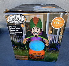 Gemmy Airblown Inflatable 7.5 Ft Fortune Teller Halloween Fire & Ice Open Box picture