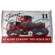 Fiesta Healthy Ceramic Non-Stick Cookware Set Scarlet Red 11 Piece Pots and Pans picture