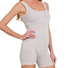 New Zenana Ribbed Seamless Shapewear Romper Sleet Size L/XL Sculpting One Piece picture