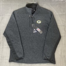 Antigua Green Bay Packers 1/4 Zip Pullover Mens Large Black Gray NWT Fortune NFL picture