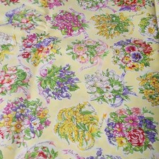 VTG BT Yard Robert Kaufman Floral Bouquet state flowers USA '02 100% cotton  picture