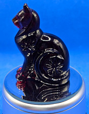 The Franklin Mint Curio Cabinet Cats Ruby Glass Figurine   picture