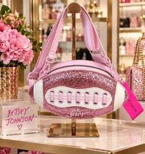 Betsey Johnson Pink Glitter Football-Shaped Crossbody Bag picture