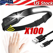 COB LED Headlamp USB Rechargeable Headlight Torch Work Light Bar Head Band Lamp picture