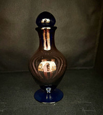 Vintage hand-blown amethyst manganese glass perfume bottle w/ glass stopper picture