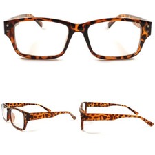 Nerd Geeky Look Mens Womens Clear Lens Eye Glasses Tortoise Rectangle Frames picture