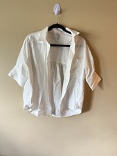Maeve Anthropologie Shirt Womens S White Cotton Swing Clean Girl Minimalist picture