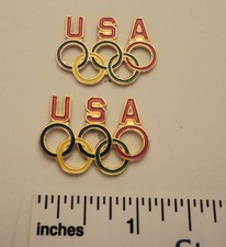 TWO Vintage USOC Lapel Pins -  Official TEAM USA OLYMPIC Pins 1990s ERA picture