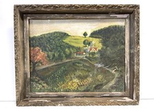 Vintage Folk Art Painting On Board As Is For Repair picture