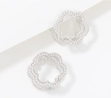 Diamonique x Lisa Freede Pave Flower Huggie Hoop Earrings picture