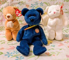 Ty Beanie Baby Bear Lot of 3 Clubby Blessed Hope picture
