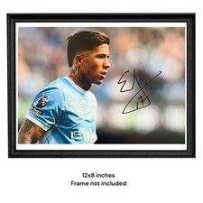 Enzo Fernandez Hand Signed Man City New Signing Photo + PSA QO Card & COA picture
