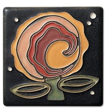 Motawi Tileworks 4x4 Cosmic Bloom- Orange  picture