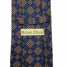 Michael J. Drake Mens Tie Blue/Yellow/Red Diamonds Silk England 3 5/8
