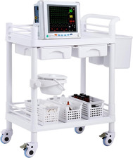 Medical Mobile Trolley Cart with 2 Drawers & 3 Trash Cans, 2 Tiers Beauty Salon picture