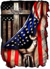 Christian Cross USA Flag Religious Patriotic Decal Sticker 5.5