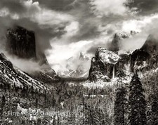 1944/80 Vintage ANSEL ADAMS Landscape Yosemite Winter Storm Large Tritone Art picture