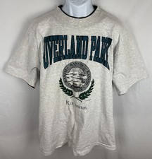 Vintage 90s Overland Park Kansas Big Graphic Print T-Shirt Size XL picture