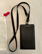 Alexander McQueen Black Leather Wallet ID/Document Holder Lanyard for Women picture