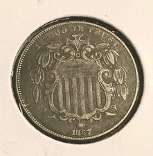 1867 5C Shielded Nickel (NO RAYS) picture
