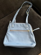 Levenger Robin Egg Blue Luxury Leather Shoulder Bag Multi Zip picture