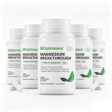 5 Pack BiOptimizers Magnesium Breakthrough 60 Capsules 7 Forms Vegan Soy-Free picture