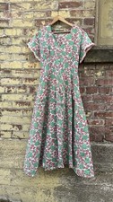 40s Art Deco Antique Vintage Feedsack Tomato Print Fruit Midi Cotton Dress S/M picture