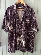Tommy Bahama Men’s XL 100% Silk Hawaiian Floral Button-Up Shirt – Purple picture