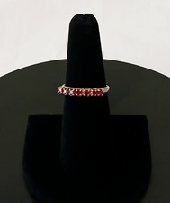 Vintage-Inspired Silver-Tone Glass Ruby Half-Eternity Band  2.7g  Size 5 picture
