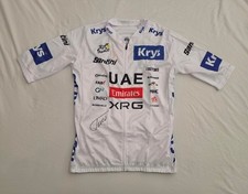 Isaac Del Toro signed 2026 Tour de France white cycling jersey UAE team picture
