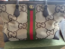 GUCCI Ophidia Jumbo GG Medium Tote Bag in Camel & Ebony Canvas Leather  picture