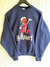 Vintage 90s Jerzees Hersheys Chocolate Mascot Sweatshirt Men M Navy Blue NuBlend picture