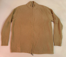 Malo 100% Cashmere Light Gold Cable Knit Full Zip Turtleneck Sweater SZ 56/XXL picture