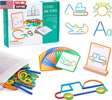 142Pcs Wooden Pattern Blocks Montessori Smart Sticks Wooden Tangram Puzzle STEM picture