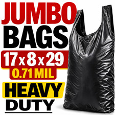 Black Heavy Duty T-Shirt Bags 17x8x29 Extra Large Grocery Retail Bags 0.71 Mil picture