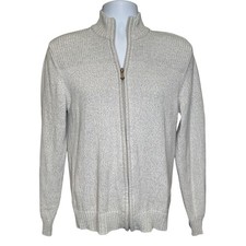 Vintage Structure Y2K Mens Full Zip Mock Neck Cardigan Sweater Sz S Cotton Knit picture